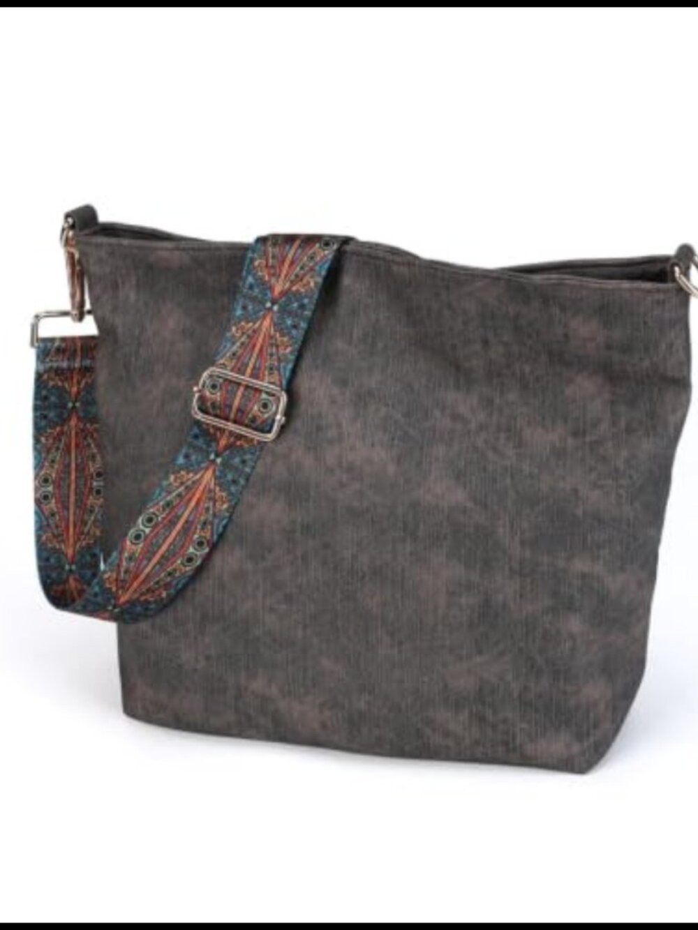 Slouchy Hobo Crossbody Bag Faux Leather with Boho Guitar Strap Women